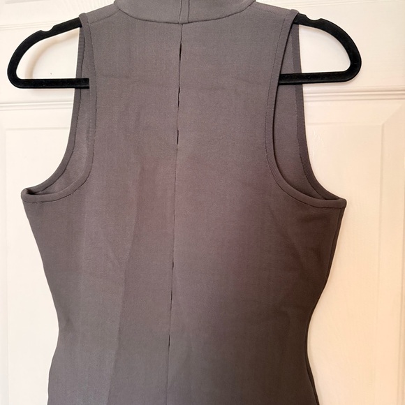 ALEXANDER WANG GRAY BODYCON VISCOSE DRESS WITH SMALL HOLE OPENING FRONT & BACK - Picture 4 of 8